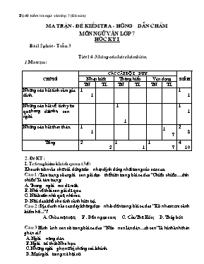 Bộ đề kiểm tra môn Ngữ văn lớp 7 (Có đáp án)